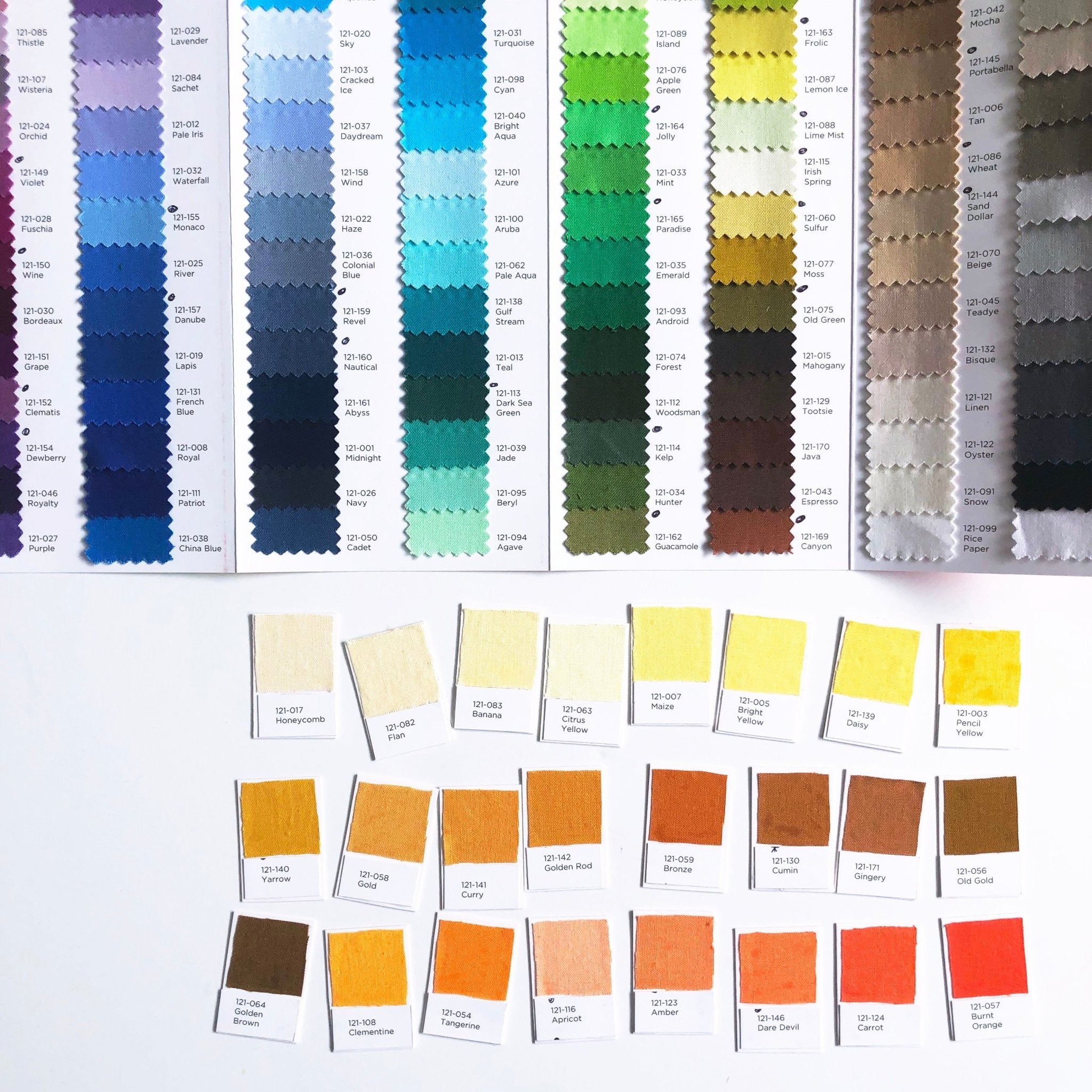 fabric's color's chart. Up to 24 color's swatches 5 x 5 cm