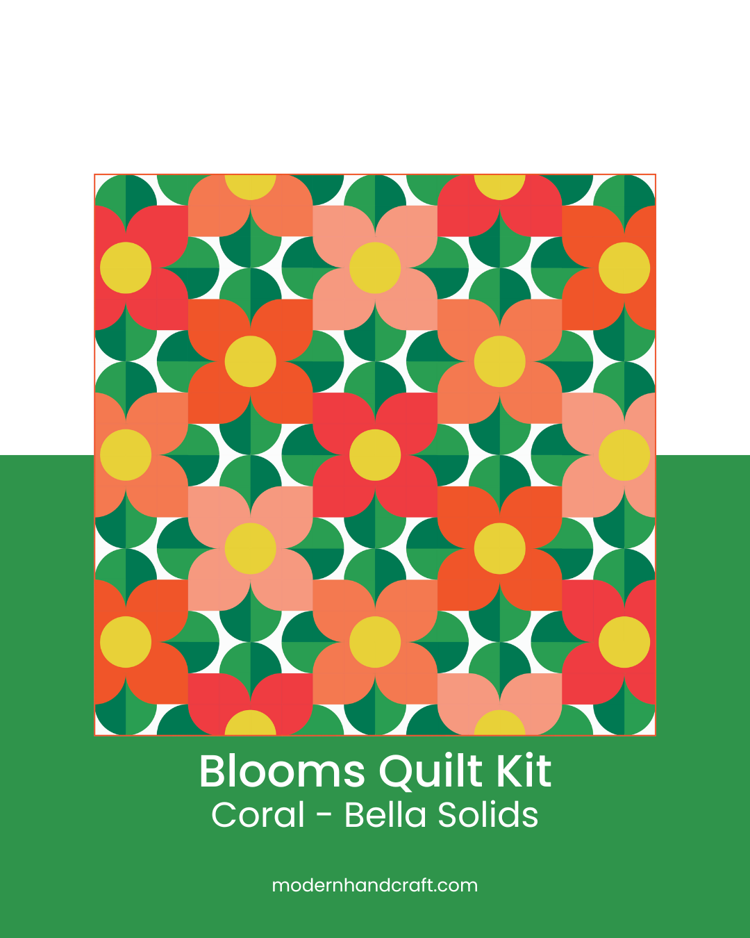 Blooms Quilt Kit - Bella Solids Coral Version