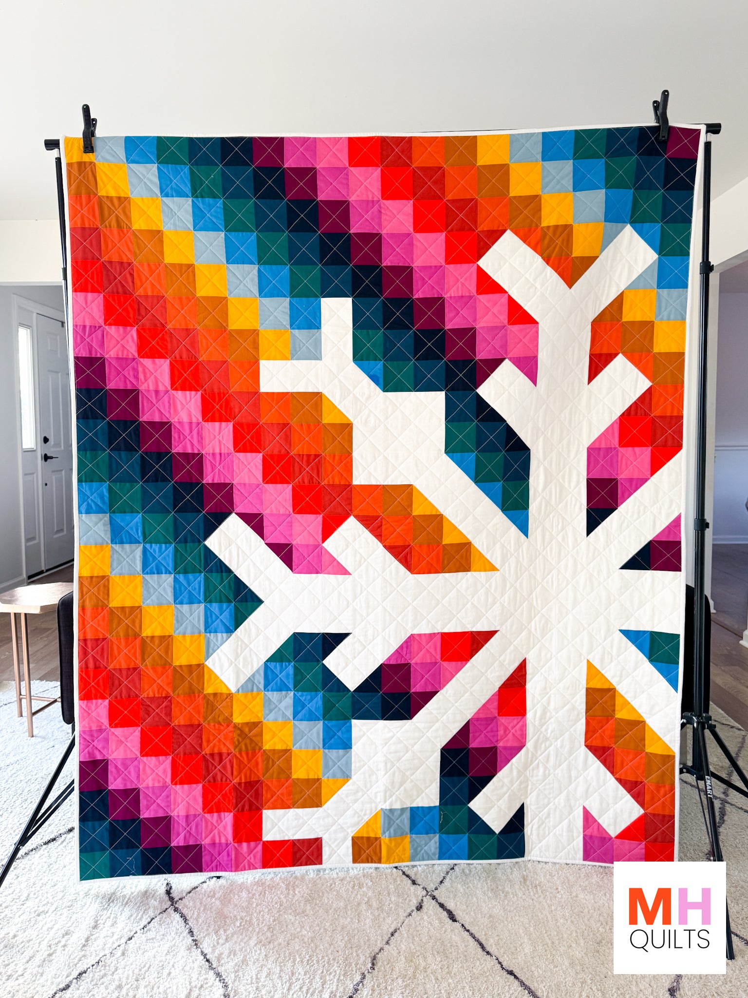 Snowflake Quilt - Bella Solids Diagonal Stripe Version
