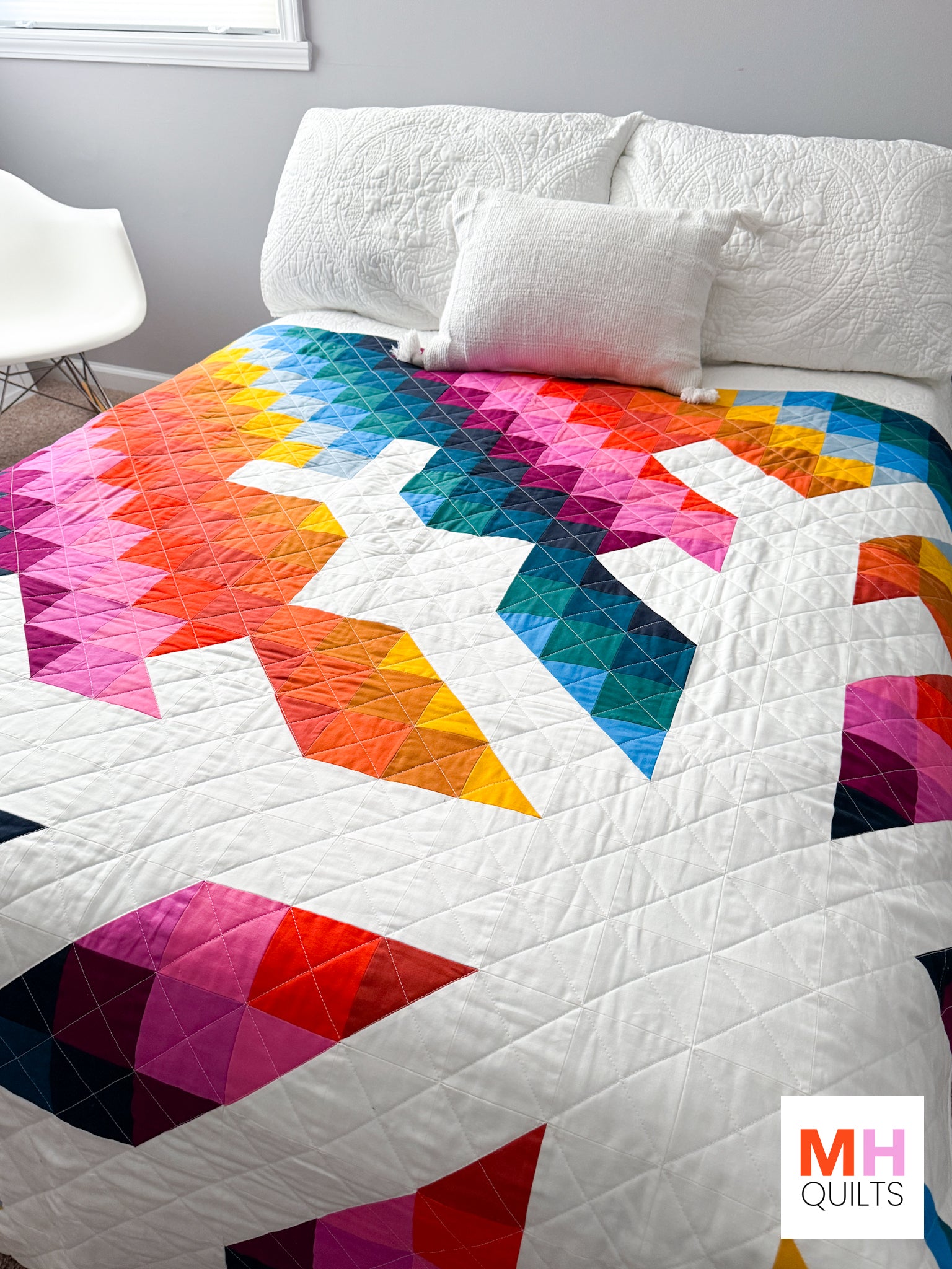 Snowflake Quilt - Bella Solids Diagonal Stripe Version