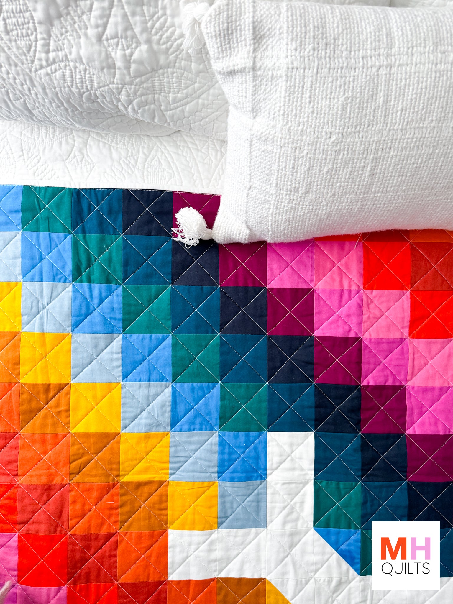 Snowflake Quilt - Bella Solids Diagonal Stripe Version
