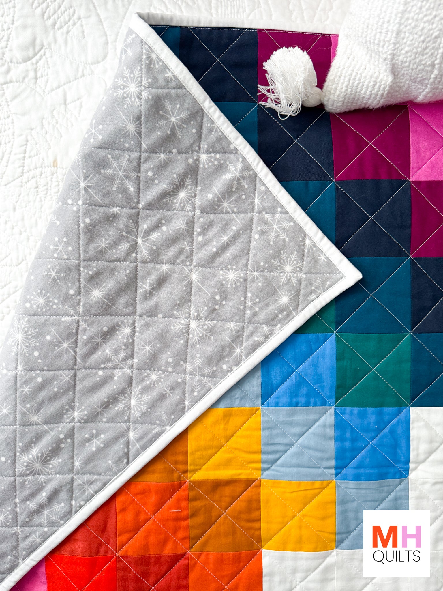 Snowflake Quilt - Bella Solids Diagonal Stripe Version