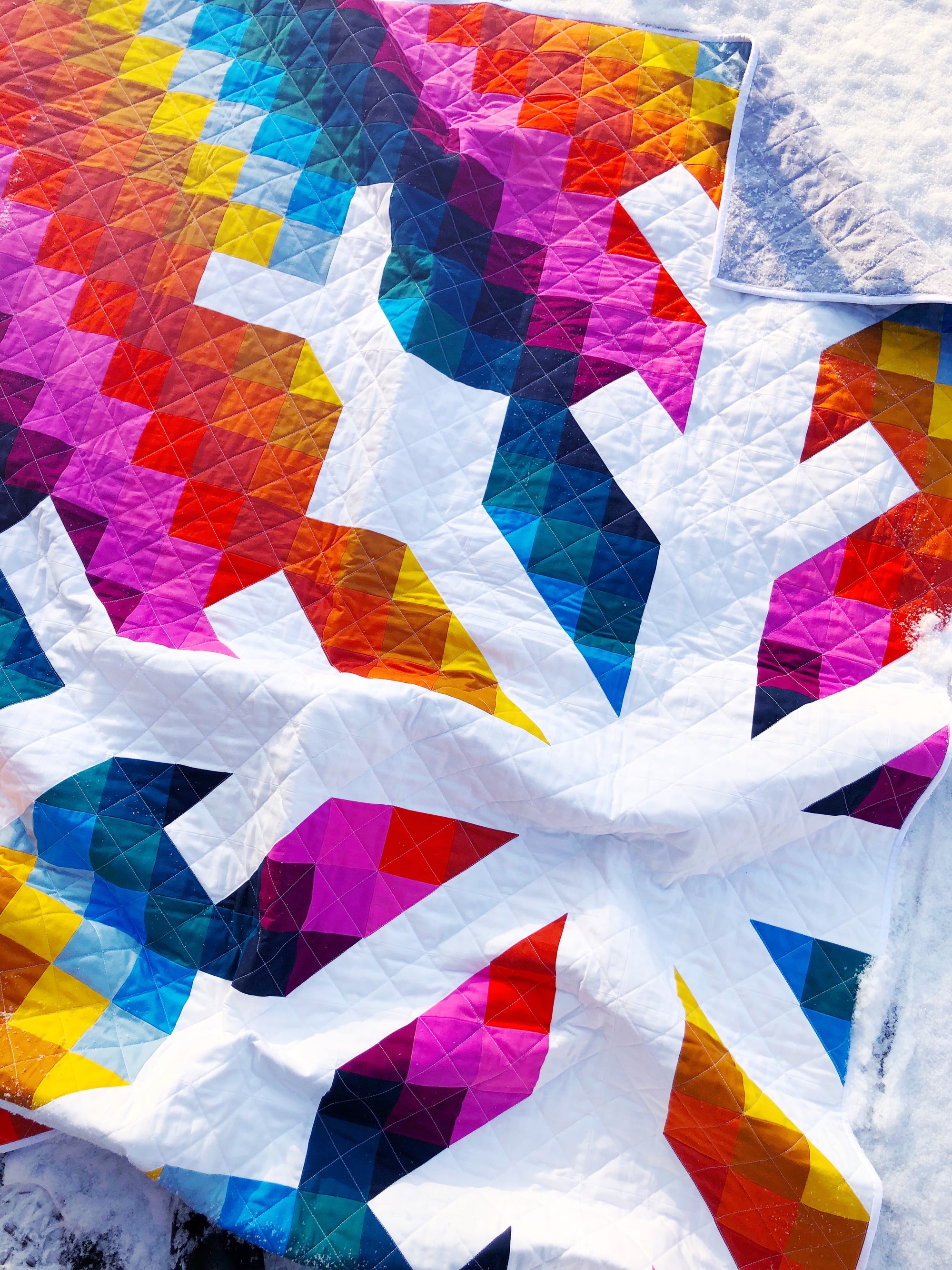 Snowflake Quilt - Bella Solids Diagonal Stripe Version