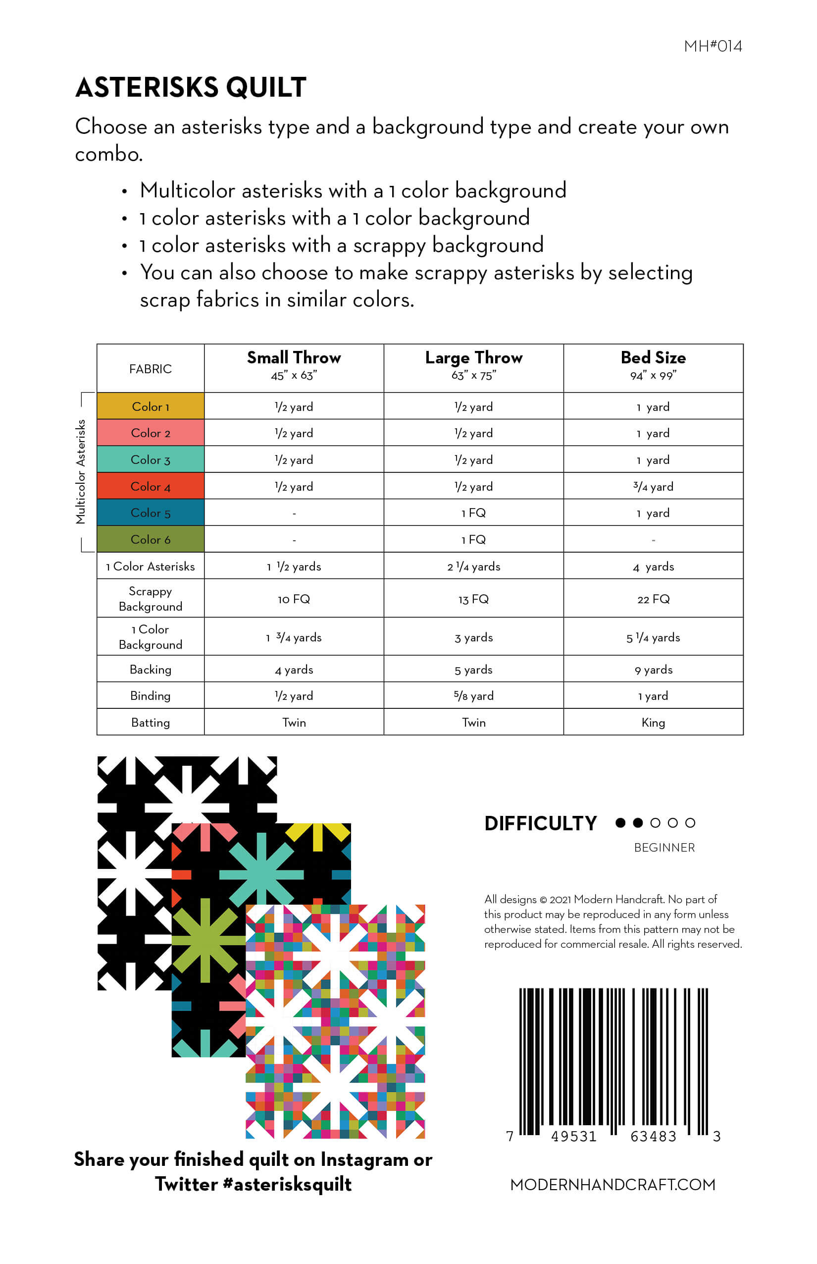 Asterisks Quilt PDF Pattern