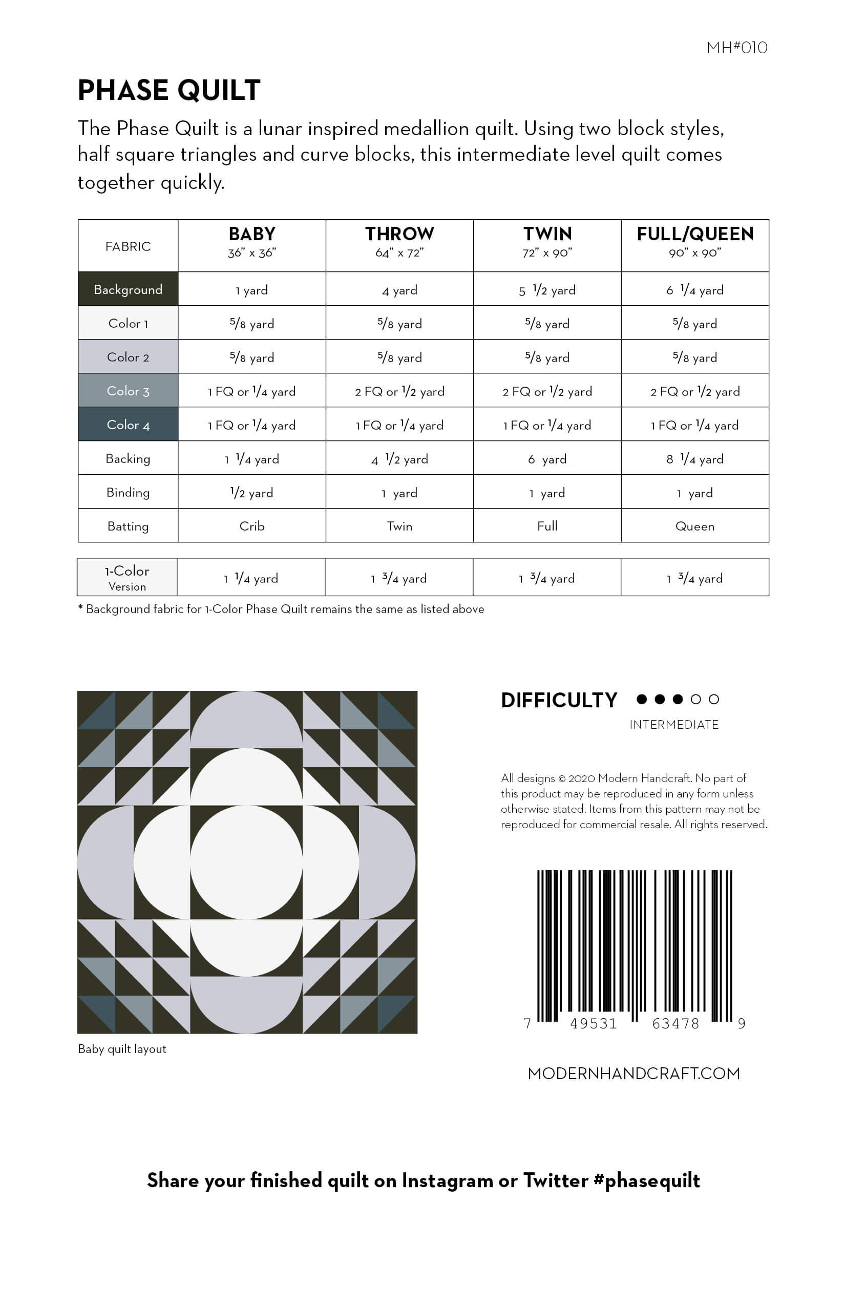 Phase Quilt PDF Pattern