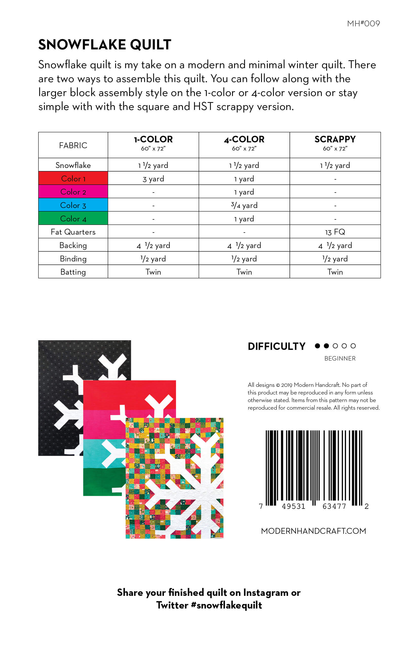 Snowflake Quilt PDF Pattern