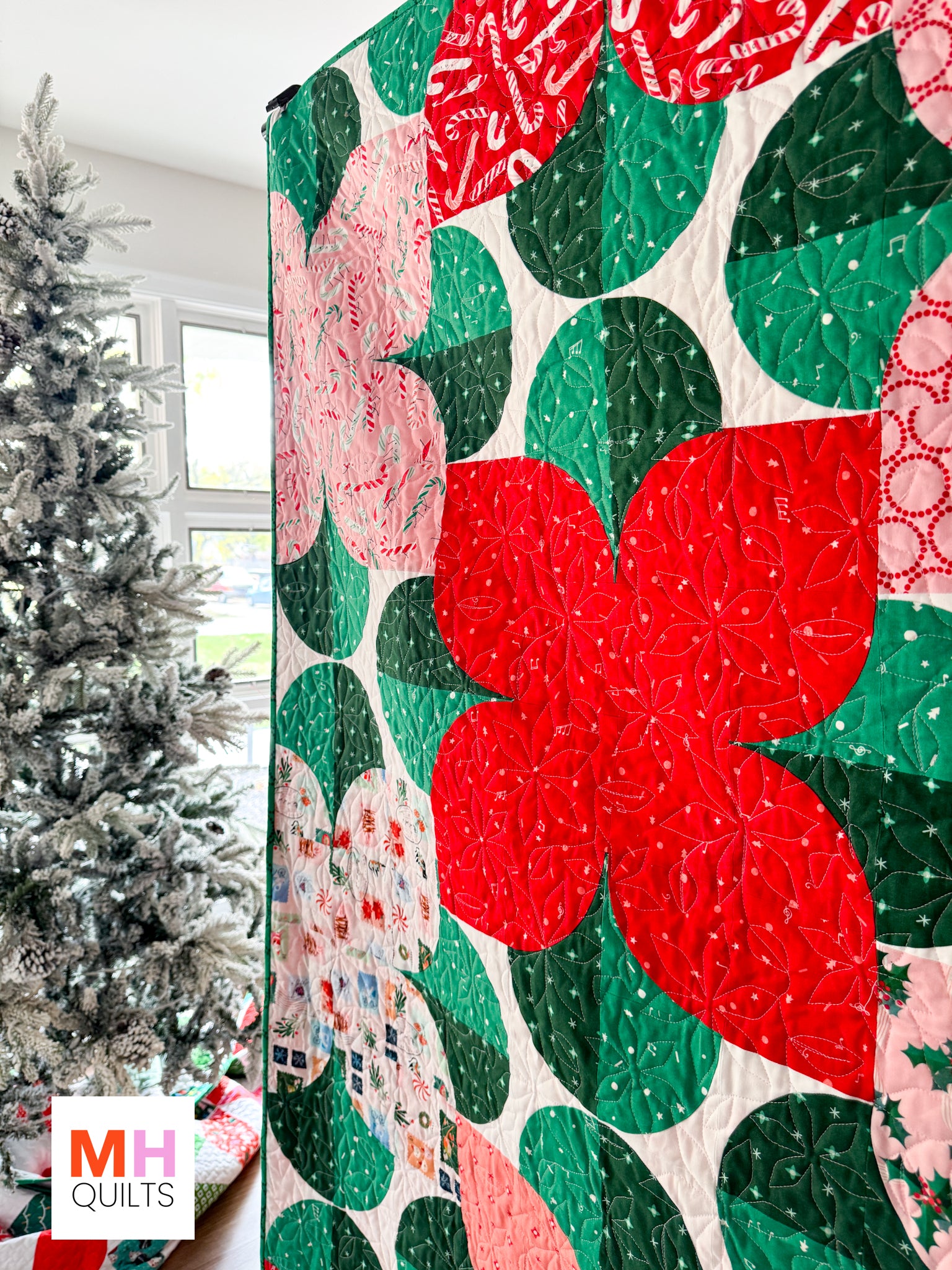 Blooms Quilt - Poinsettia Tiny Christmas Version